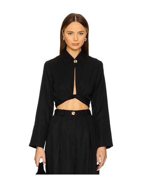 Blusa De Manga Larga Con Detalle Cruzado En Color Negro Talla (También En 4) Matthew Bruch de color Black