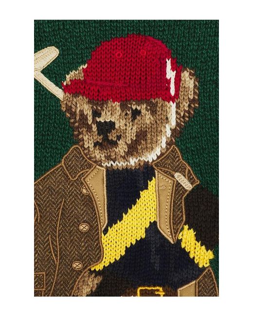 Polo Ralph Lauren Green Long Sleeve Cotton Linen Society Bear Rollneck Sweater for men