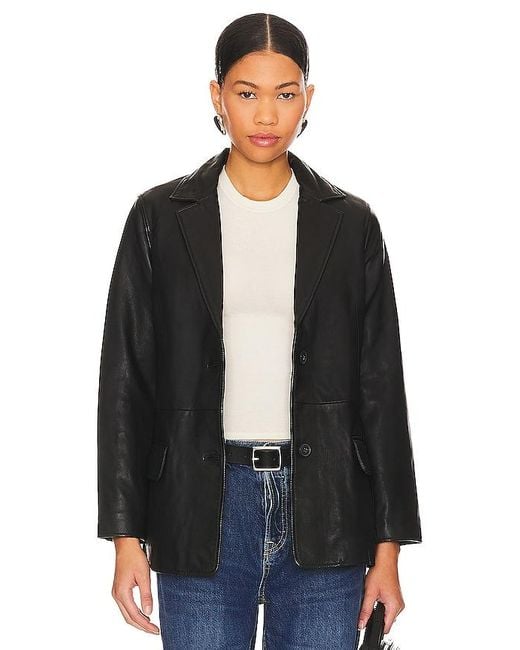 AllSaints Black Corrina Leather Blazer