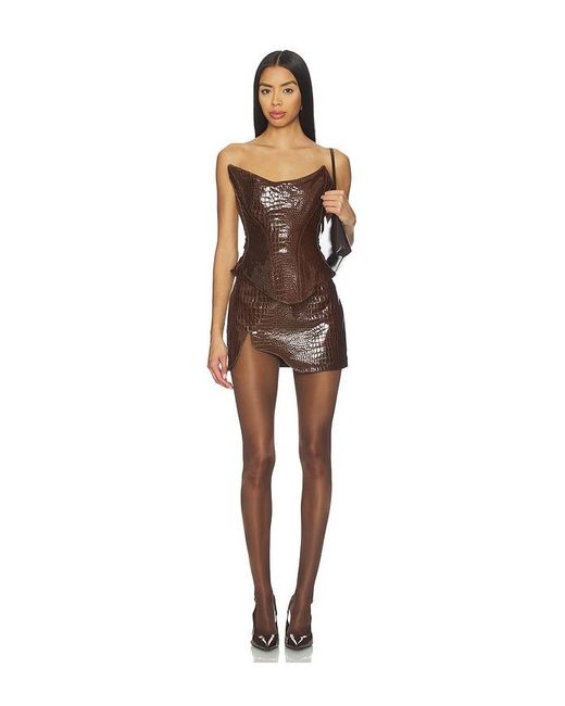 MOTHER OF ALL Brown Ivy Leather Skirt