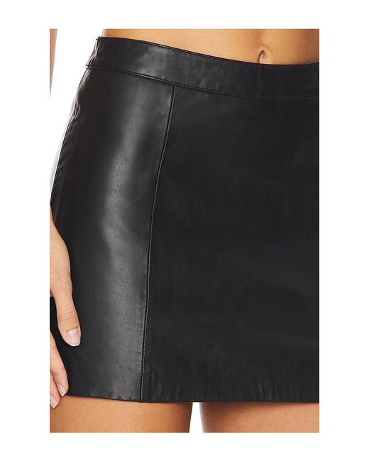 One Teaspoon Black Leather Mini A-Line Skirt