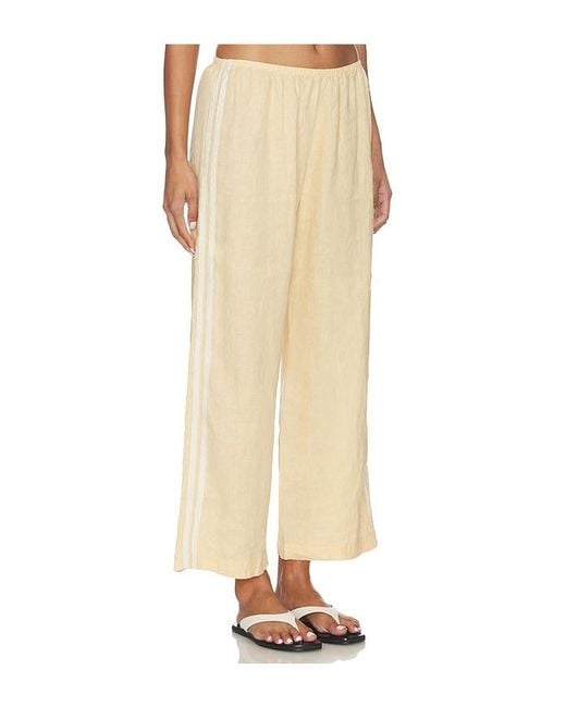 DONNI. Natural The Linen Crop Racer Stripe Pant