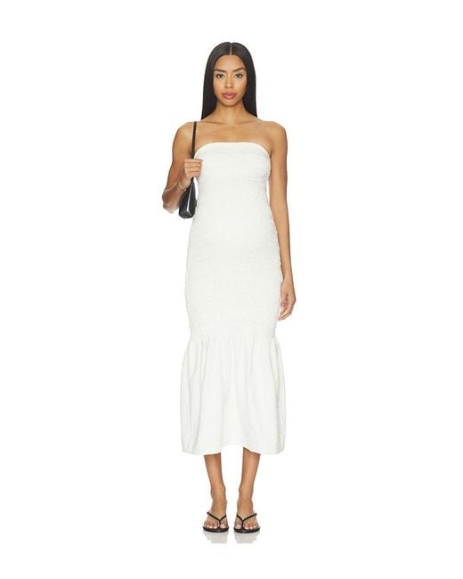 BUMPSUIT White Denim Smocked Dress