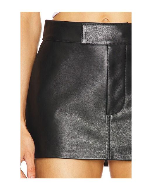 GRLFRND Black Mini Leather Trouser Skirt