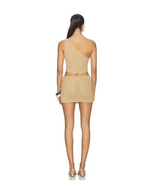 MORE TO COME Natural Raine Crochet Mini Skirt Set
