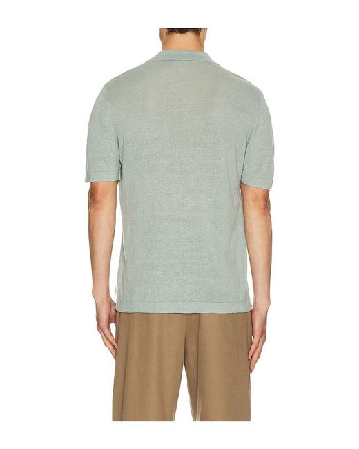 Onia Green Linen Sweater Polo for men