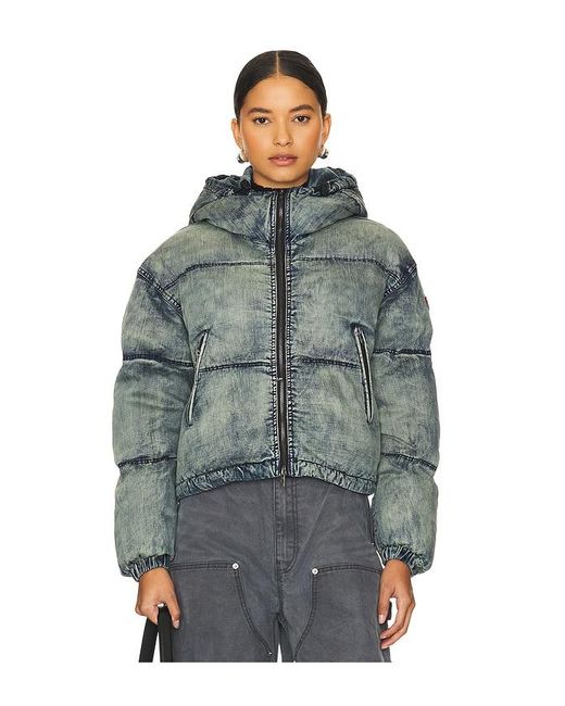 DIESEL>>ディーゼル W-Aves クロップド パファー ジャケット W-AVES Cropped hooded puffer jacket in denim｜ブルー