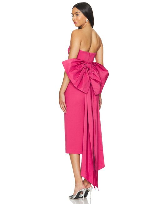 Rebecca Vallance Anais Bow Midi Dress Pink