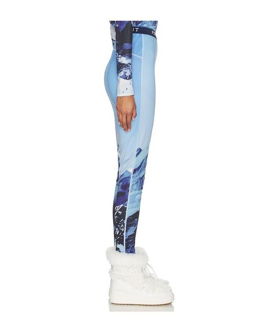 Perfect Moment Blue Printed Base Layer Leggings