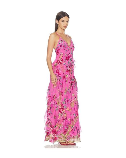 Camilla Pink Asymmetrical Ruffle Slip Dress