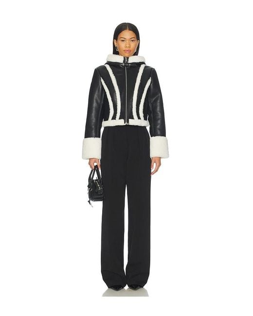 Fleur du Mal Black Leather & Fur Collar Jacket