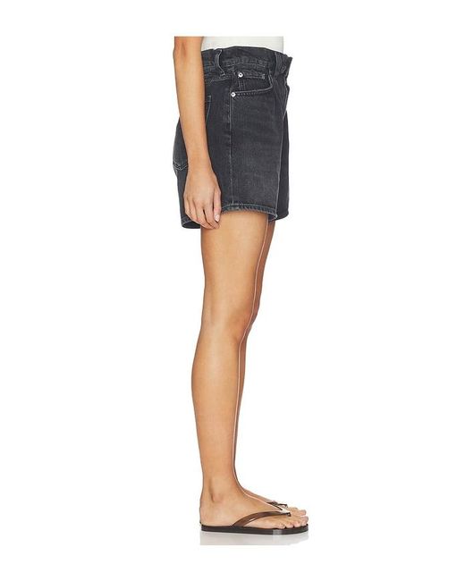 Agolde Black Lyonne Cinched Waist Shorts