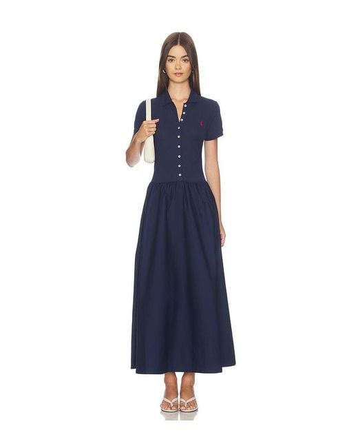Polo Ralph Lauren Blue Poplin Collared Short Sleeve A Line Dresses