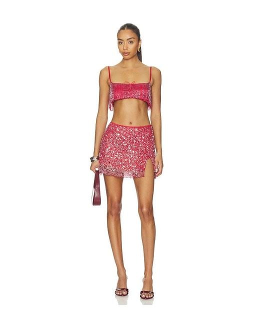 Asta Resort Red X Revolve Yasmin Fringe Bralette