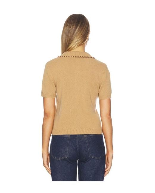 FRAME Blue The Leather Stitch Polo Top