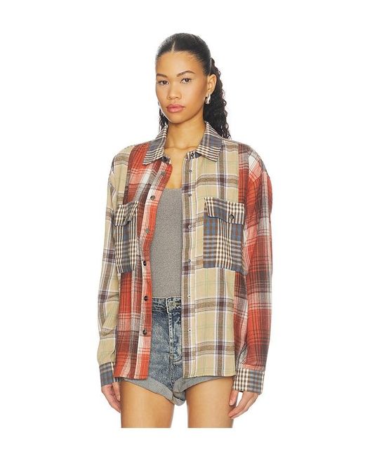 One Teaspoon Blue Essential Patchwork Flannel Shirt