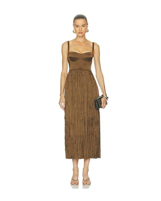 Alejandra Alonso Rojas Natural Pleated Bustier Dress