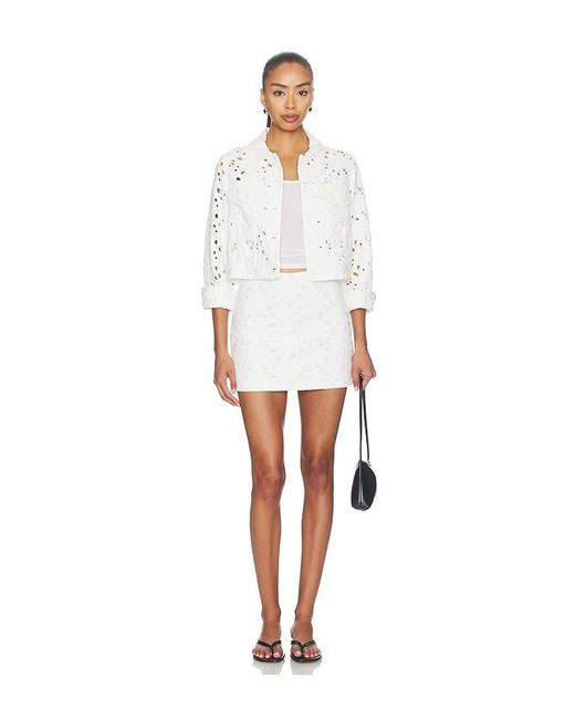 Alice + Olivia White Chloe Boxy Cropped Jacket
