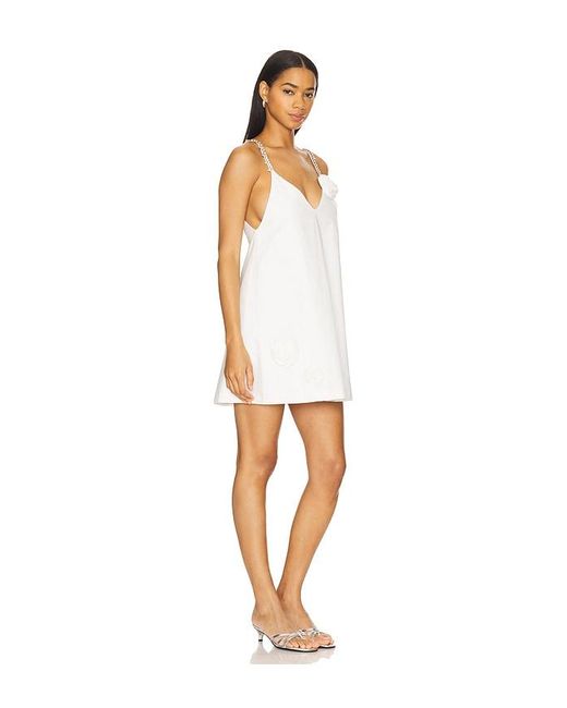 Area White Crystal Rosette Poplin Mini Dress