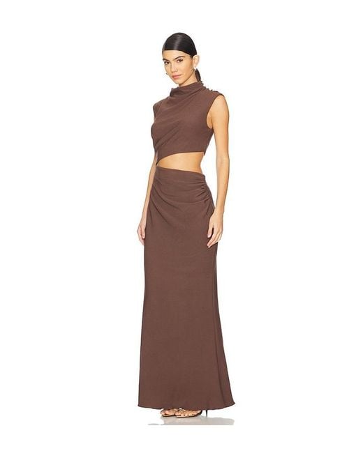 Elliatt Brown Cut-Out Crepe Maxi Gown
