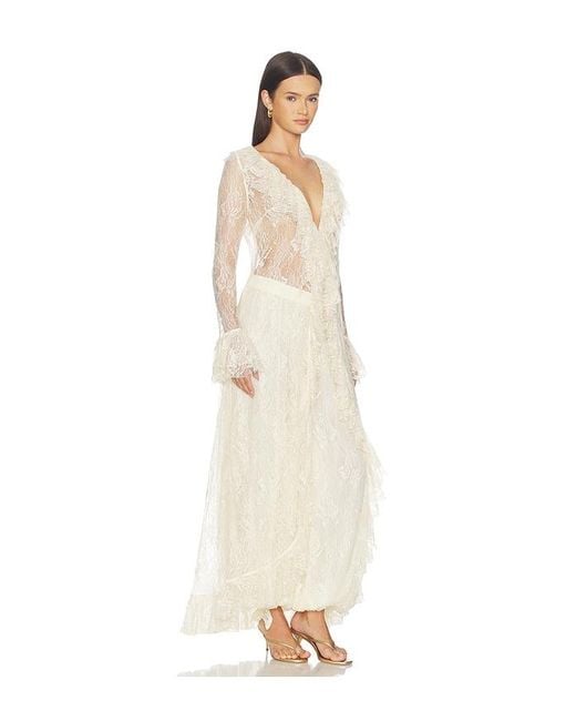 Hemant & Nandita White Ruffled Front Open Cape