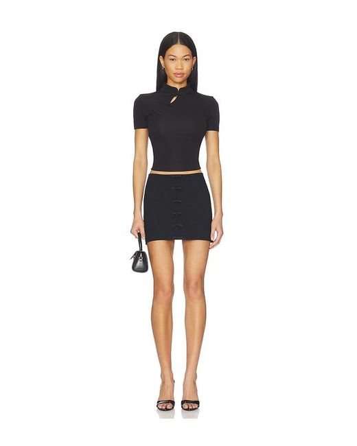 SAU LEE Black Timo Jersey Top