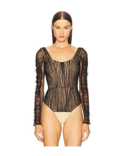 Prabal Gurung Black Long Sleeve Bodysuit