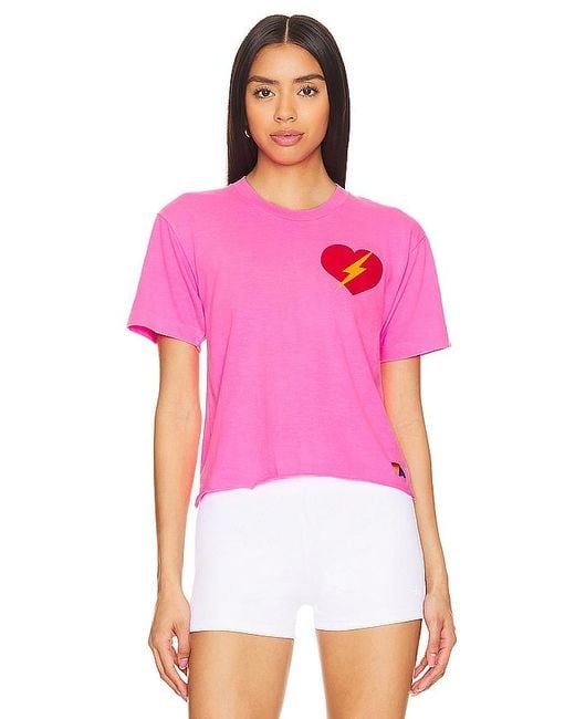Camiseta bolt heart Aviator Nation de color Pink