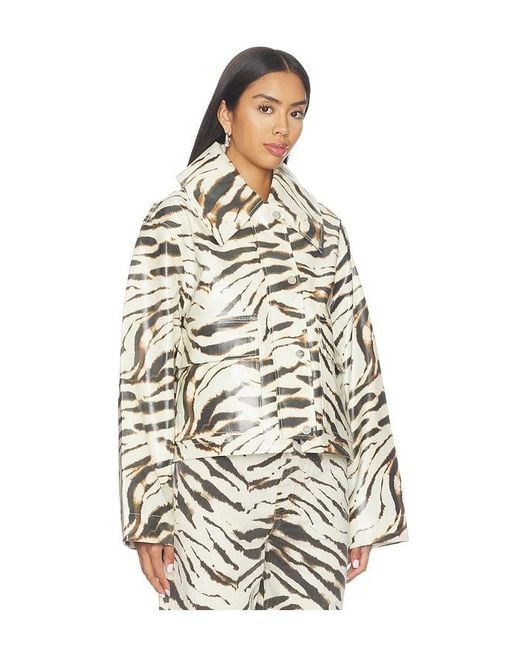 Ganni Multicolor Printed Laminated Cotton Canvas Barn Jacket