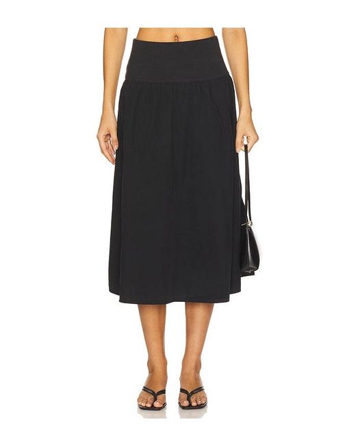 Nation Los Angeles Black Ava Midi Skirt