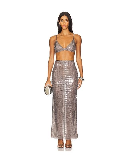 Ceren Ocak Natural Sequin Pencil Skirt