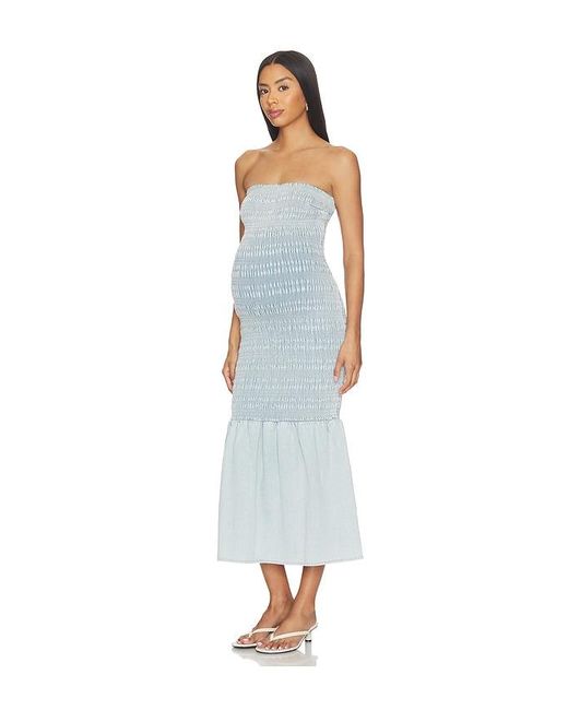 BUMPSUIT White Denim Smocked Dress