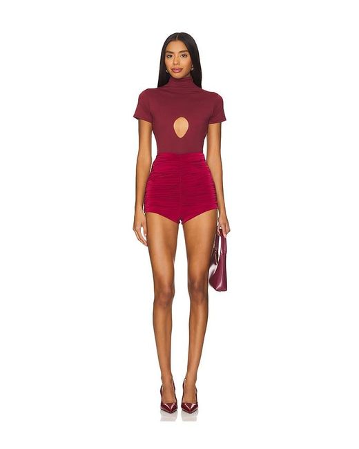 Nbd Red Ruffle High-Waisted Shorts