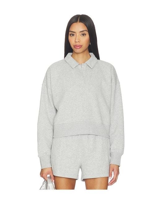 Beyond Yoga White Luxefleece Collared Sweatshirt