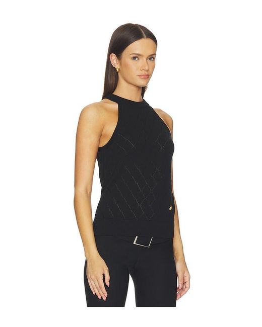 Balmain Black Halterneck Quilted Light Wool Top