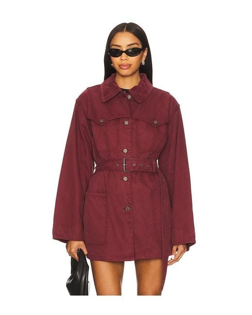 AFRM Red The Belted Workwear Jacket
