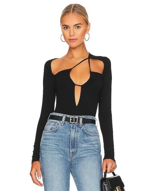 superdown Blue Aranza Ruched Bodysuit