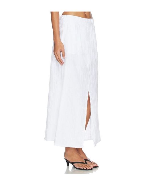 Bobi White Split Front Maxi Skirt