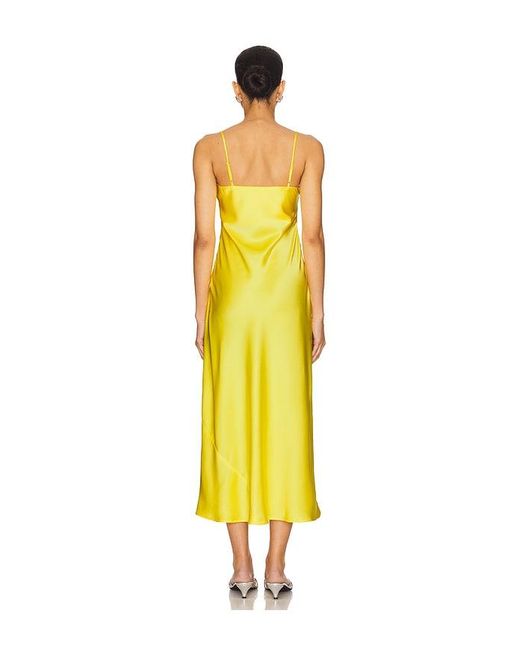 Susana Monaco Yellow Satin Bias Cut Slip Dress