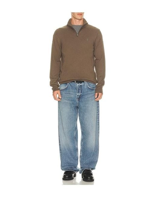 AllSaints Brown Kilburn Zip Funnel Quarter Zip Sweater for men