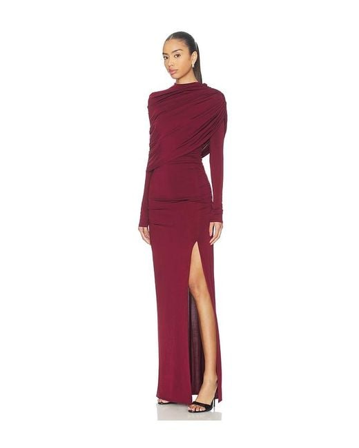 ROBE DE SOIRÉE ASYMMETRICAL SHAWL en Burgundy LAPOINTE en coloris Red
