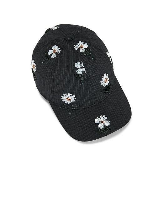 Honor The Gift Black Flowers Beaded 6 Panel Cap for men
