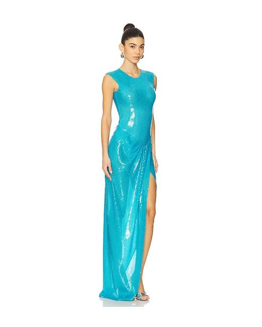 Alex Perry Blue Sleeveless Sequined Gown
