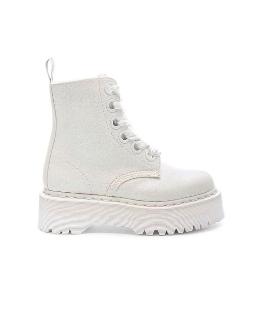 Dr. Martens White Molly Glitter Bootie