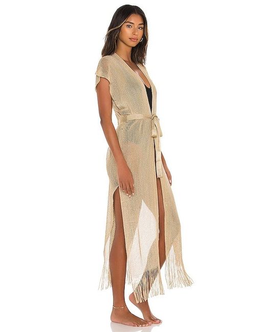 Luli Fama Metallic Golden Queen Long Caftan