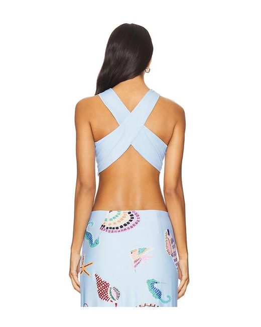 Oceanus Blue Kshell Hand Beaded Top