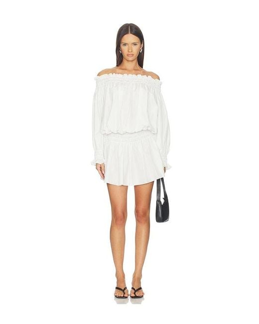 Norma Kamali White Long Sleeve Peasant Mini Dress