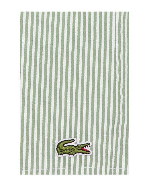 Lacoste Blue Mid Length Striped Textured Swim Trunks for men