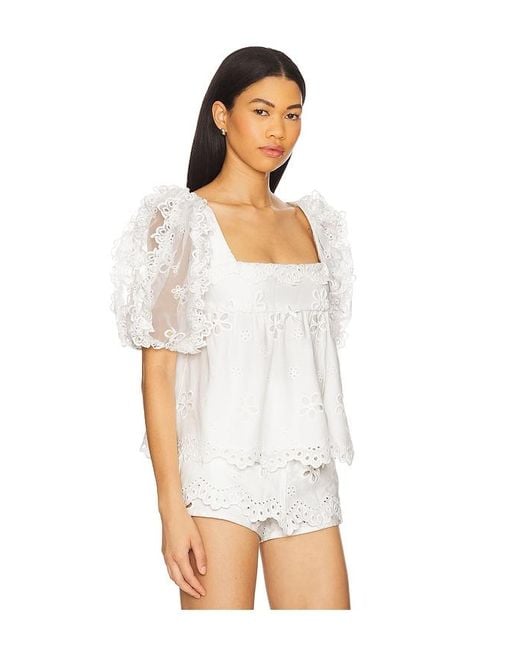 For Love & Lemons White Daisy Eyelet Top