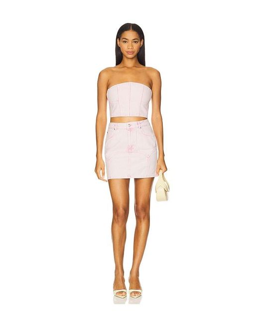 Fleur du Mal Multicolor Colored Denim Bustier Top